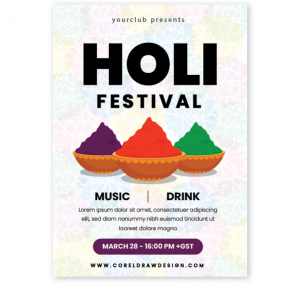 Holi Festival Invitational Flyer Download Free Template Trending 2021 Vector