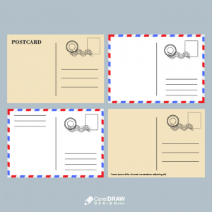 MailPost Postcard with Stamps Vector