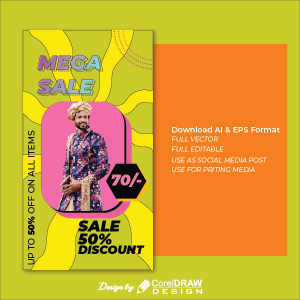 Comic Mega Sale Upto 50 Percent Sale Portrait Discount Trending 2021 Ai & Eps Download Free Vector