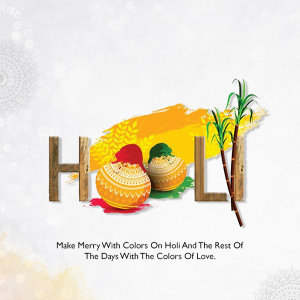 Holi Banner Design with Mud Pot Full of Dry Colours, Free PSD