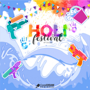 Happy Holi Watercolor Festival Playing Vector