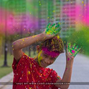 Indian Boy Smiling and Playing Holi, Colorful Atmosphere, Holi Background, Free HD Stock Photo