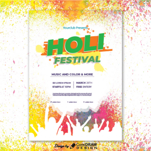 Holi Festival Crowd Cheering Of Colors Invitation Card Trending 2021 Download Free Ai & Eps