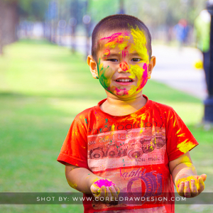 Cute Child Playing Holi with Powder Colors, Royalty Free Stock Images & Wallpaper