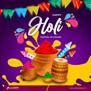 Trending Happy Holi Greeting Festival Of Colors Premium Vector
