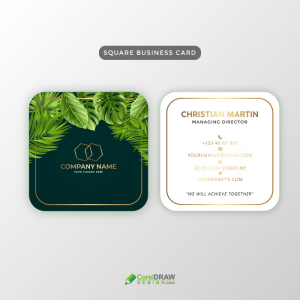 Abstract Luxury Tropical Green Leaves Business Card Template