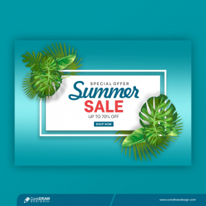 Summer Sale Design Exotic Palm Leaves Background Free Vector