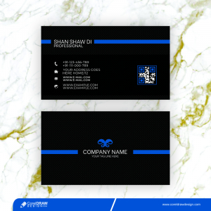 Modern Business Card Blue & Black Corporate Professional Premium Vector