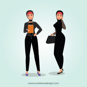 Hijabi Girl Pose Corporate And Student Full Vector Ai & Eps Download coreldrawdesign