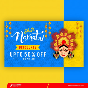 Happy Navratri Indian Festival Discount Upto 50% Sale Offer Banner Free Vector