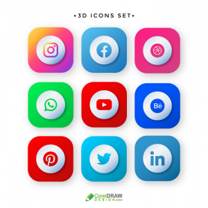 Abstract 3D Social Media Icons Set