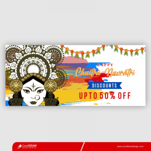 Happy Navratri Indian Festival Discount Upto 50% Sale Banner Free Vector
