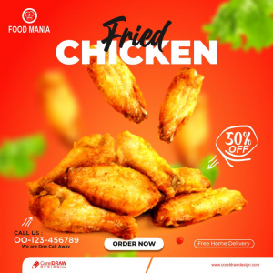 Fried Chicken Restaurant Food Banner Template Vector