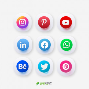 Colorful 3d Social Media Icons Logo