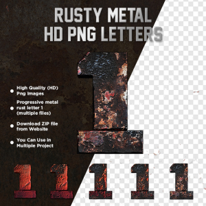 Rusty Metal Letter 1 HD PNG
