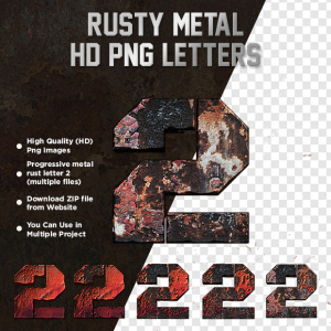 Rusty Metal Letter 2 HD PNG
