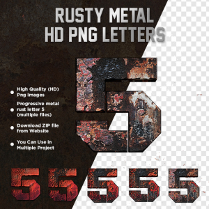 Rusty Metal Letter 5 HD PNG