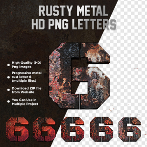 Rusty Metal Letter 6 HD PNG