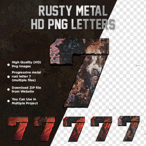 Rusty Metal Letter 7 HD PNG