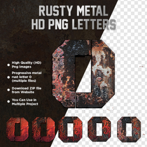Rusty Metal Letter 0 HD PNG