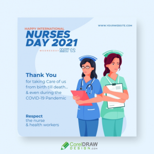 Happy Nurses Day Social Media Banner Template, Free CDR