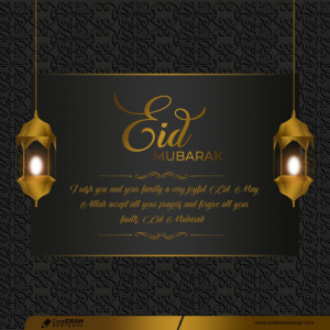 Realistic Eid Mubarak Greeting Card In Paper Style Premium Vector