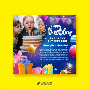 Abstract Happy Birthday Social Media Wishes Card