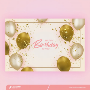 Realistic Birthday Background With Golden Balloons Free Vector