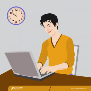 Flat Style Vector Illustration Of Cartoon Character Working From Home Premium Vector