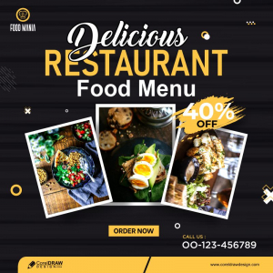 Food Menu And Restaurant Social Media Post Template