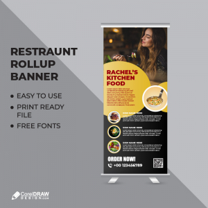 Restaurant Rollup Banner Vector Template