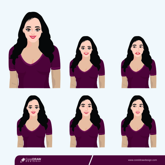 Character With Different Expressions Free Premium Vector
