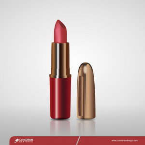 Cosmetic Lipstick Makeup Packaging Mockup With Smear Stroke Isolated Premium Vector