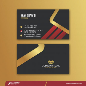 Golden & Red Business Card Free Premium Vector