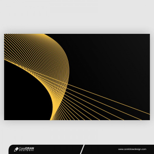 Abstract Black Wavy Background With Gold Line Wave Free Premium Vector