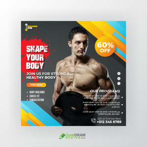 Fitness Gym Banner Sale Vector Template