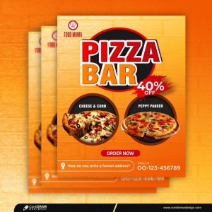 Delicious Pizza Takeaway Flyer Template Premium Vector
