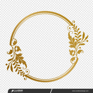 Golden Circle Frame With Decorative Floral Vintage Ornament Vector Design