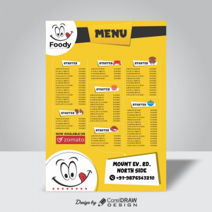 Comic Food Menu Card Download It From Coreldrawdesign Free Template