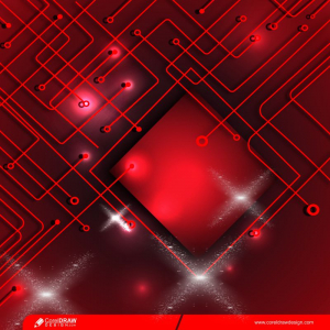 Technology Background Abstract Connected Dots And Lines On Red Background Premium Vector
