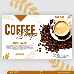 Coffee Shop Banner Template Free Vector Design