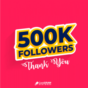 500K followers thank you vector template