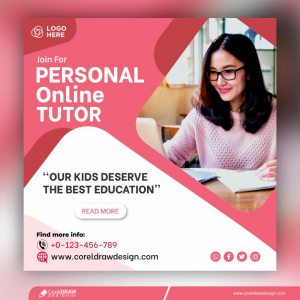 Online Tutor Education & School Promotion Template Free Vector