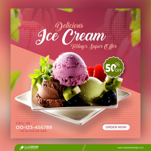 Ice Cream Menu Social Media Post Promotion Banner Template Premium Vector