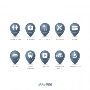 City Various Location Locater Icons Vector