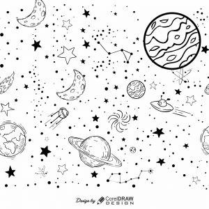 Space Doodle Galaxy Black and White Download From Coreldrawdesign
