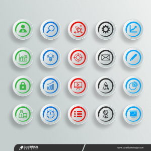Colorful Infographic Icons With Social Media Logos Free Vector
