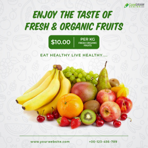 Fresh Organic Fruits social media advertisement banner template