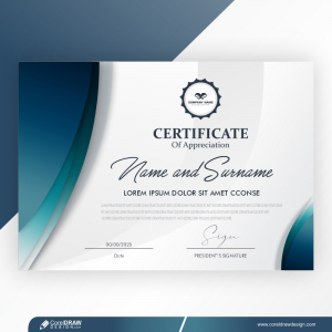 Professional Certificate Blue Design Style Template Free Vector