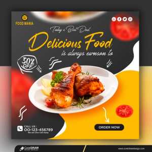 Delicious Chicken Social Media Post Template Premium Vector